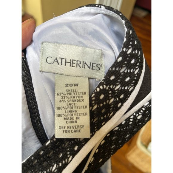 CATHERINES Black White Lined shift Sleeveless Zipper Dress Womens Size 20W - Picture 6 of 6